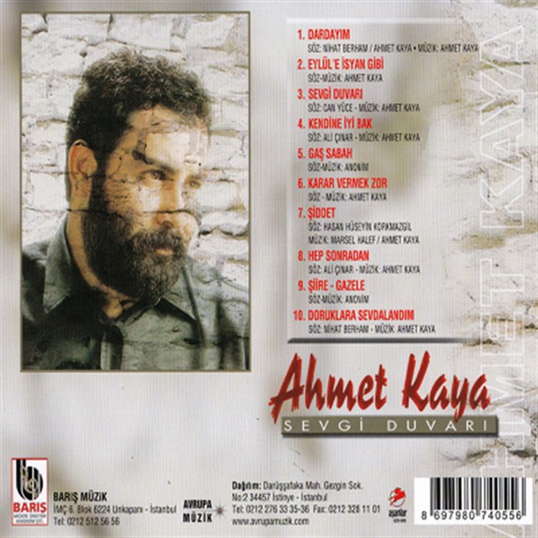 Ahmet Kaya Sevgi Duvari tuerkische CD 2