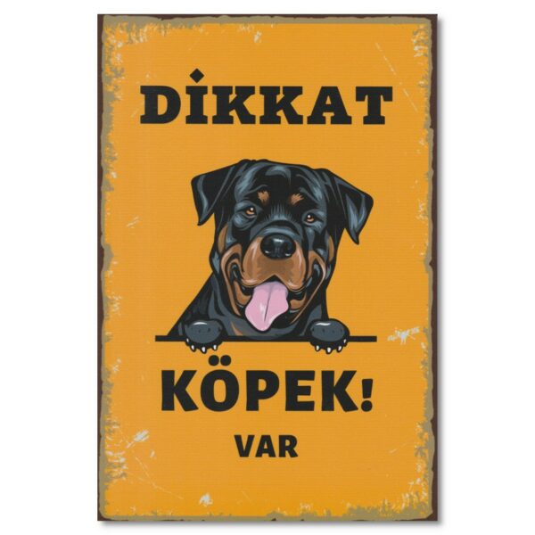 Duvar Yazisi Ahsap Poster Dikkat Köpek Var